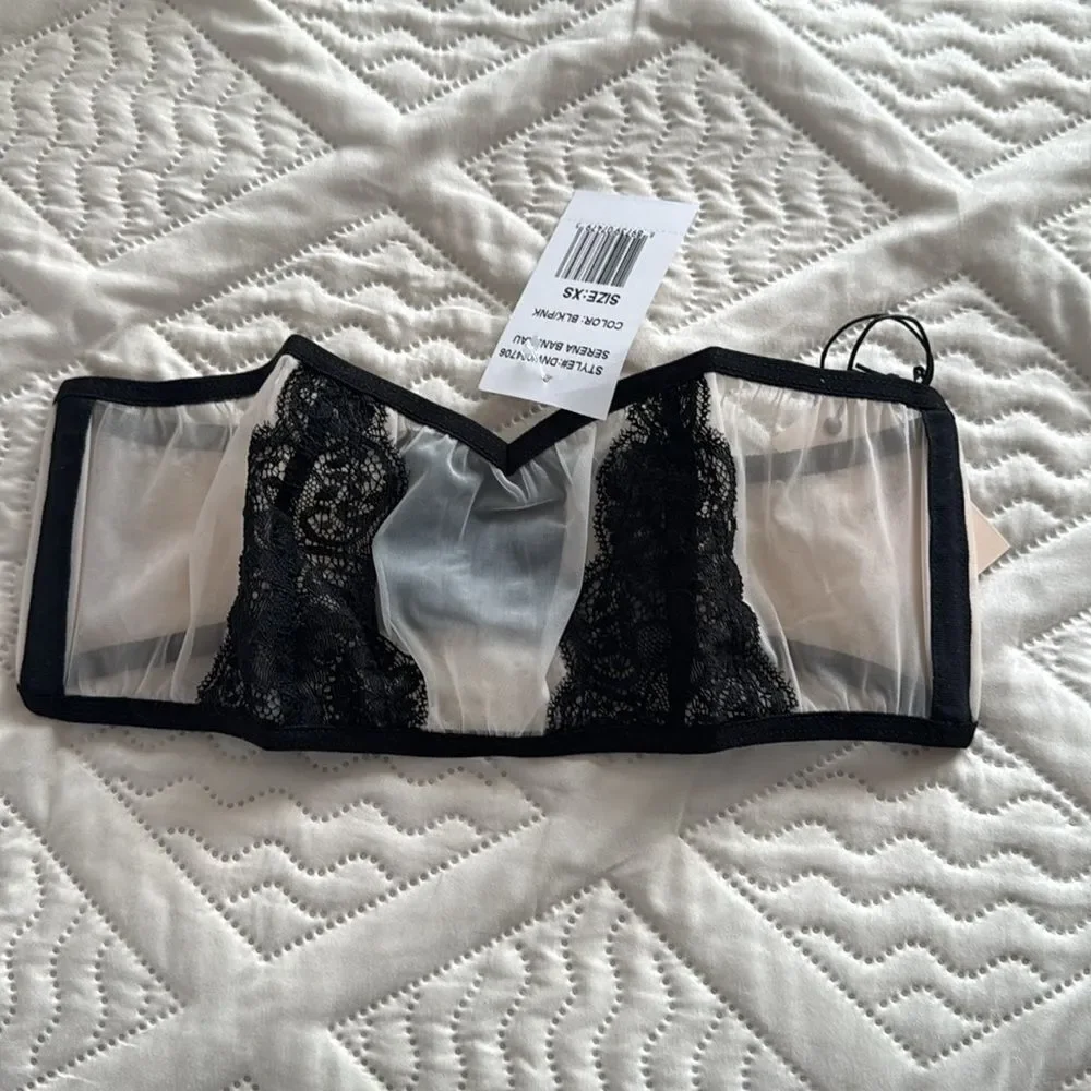 Daydream Nation Black & Pink Serena Lace Bandeau‎
